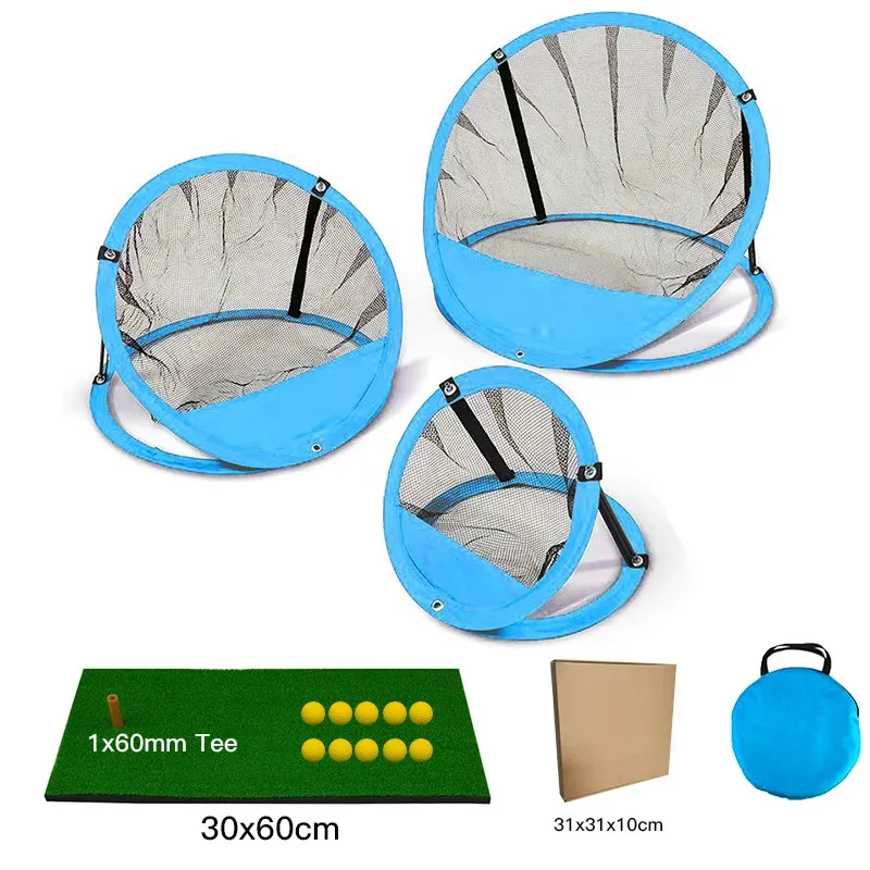 AIDS 3in1 Golf Chipping Nets slaan Net Target Training Aids gratis schuimballen Rubber T -stukken TCOOTE OPENBAAR Oefeningstool voor sportgames