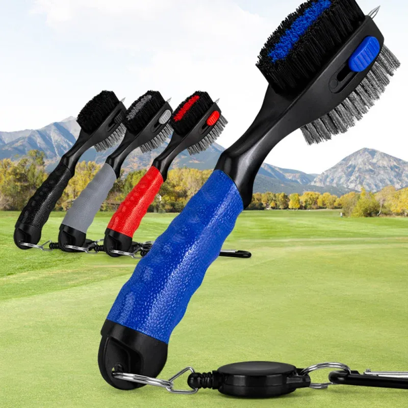 AIDS Golf Club Brush Multifunctionele dubbelzijdige reiniging Stianless Steel Wool Portable Hook Accessoires