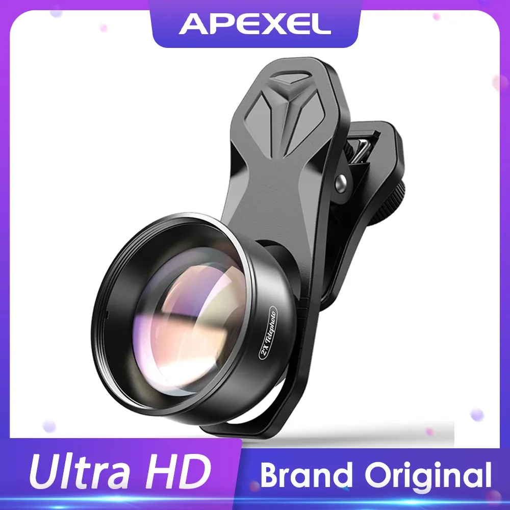 フィルターApexel HD 2x望遠レンズプロフェッショナル携帯電話カメラテレモットレンズ用iPhone Samsung Androidスマートフォン用