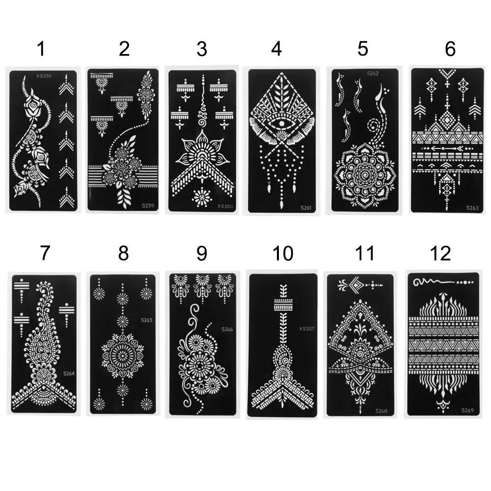 Tatoeages 1 stcs Professionele henna stencil Tijdelijke hand tattoo body art sticker sjabloon bruiloft gereedschap India bloemen tattoo stencil nieuw