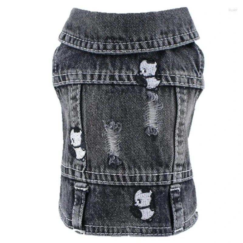 Dog Apparel Bichon Teddy Pet Clothes Spring And Autumn Black Ripped Panda Cowboy Vest For Big Small Dogs