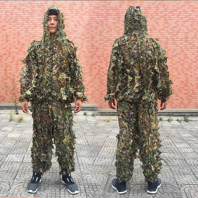 Chaussures hommes femmes enfants enfants extérieur ghillie costume camouflage vêtements jungle costume cs entraîne feuilles vêtements pantalon pantalon à capuche