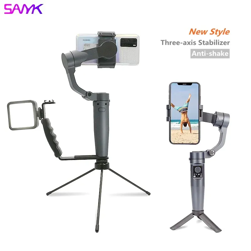 Gimbal SANYK Gimbal Stabilizer Foldable Threeaxis Mobile Phone Stabilizer For Vlogging Video Shooting Live Sports Antishake Bracket