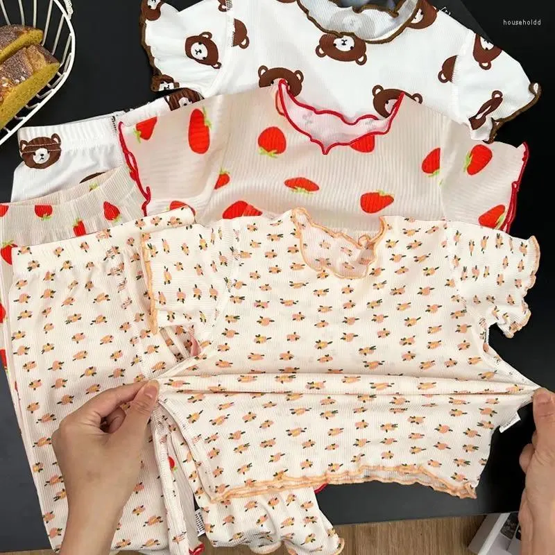 Roupas conjuntos de roupas de verão para casa de pmi-pjama impressão de flores de flor de roupas de dormir