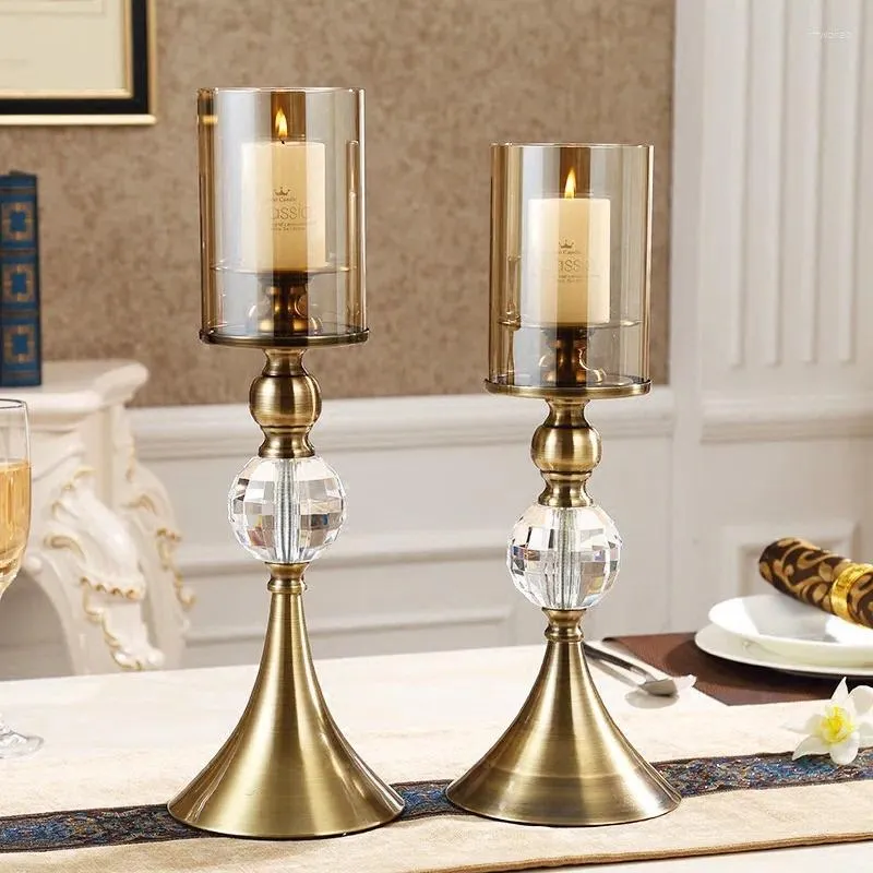 Ljushållare Singel Holder Romantic Crystals Candlestick Luxury Stand Home Table Decoration Candelabra Crystal