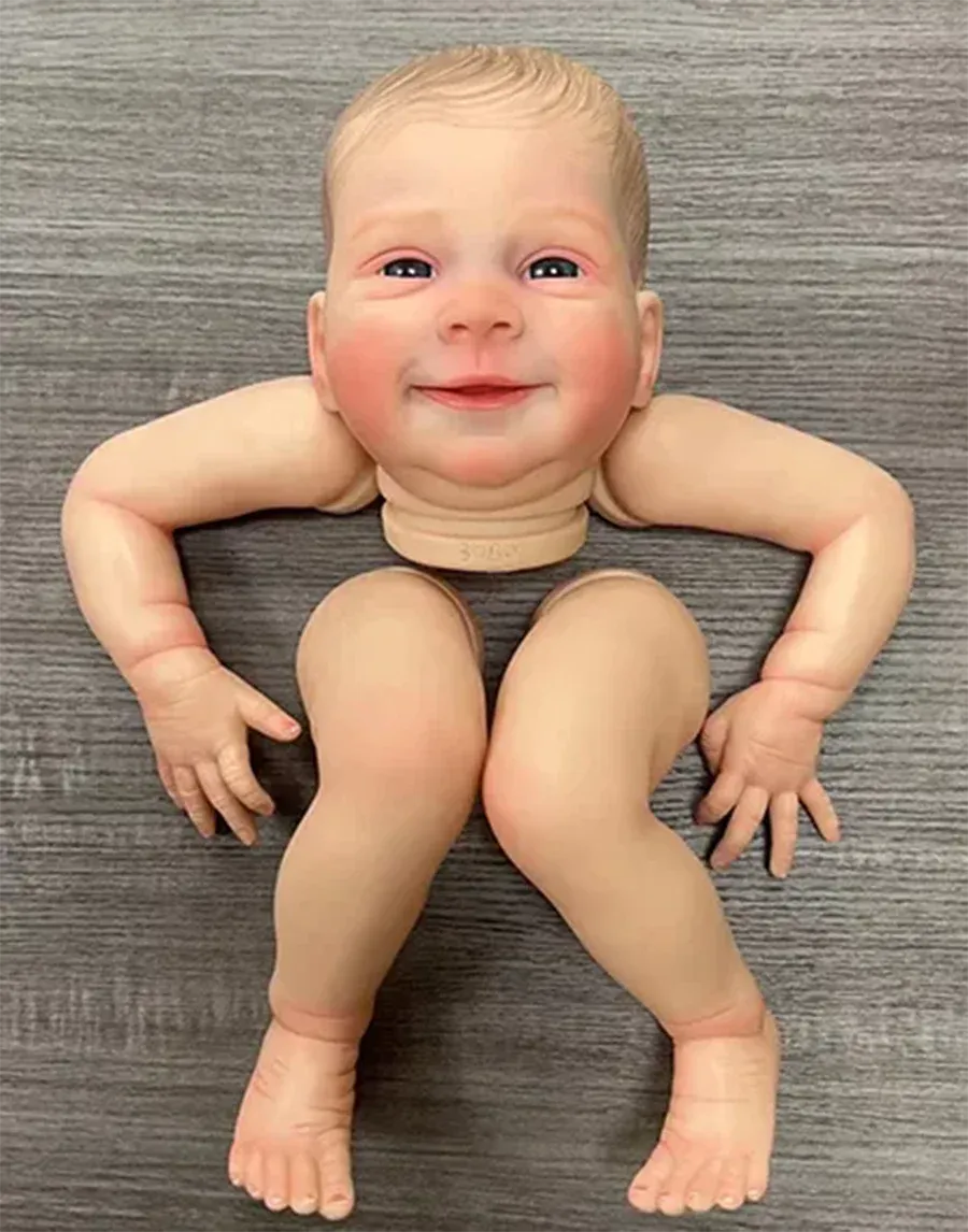 Dockor 18inch målade redan baby sebastian oskadad återfödd dockpaket med handdraw hår 3d hud vener dock kit leksaker för barn