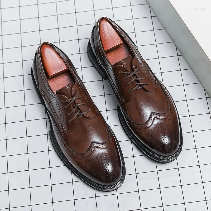 Casual Shoes Brand Men Leather Oxford Office Business Brown Wedding Fashion Interview Luxury Brogue