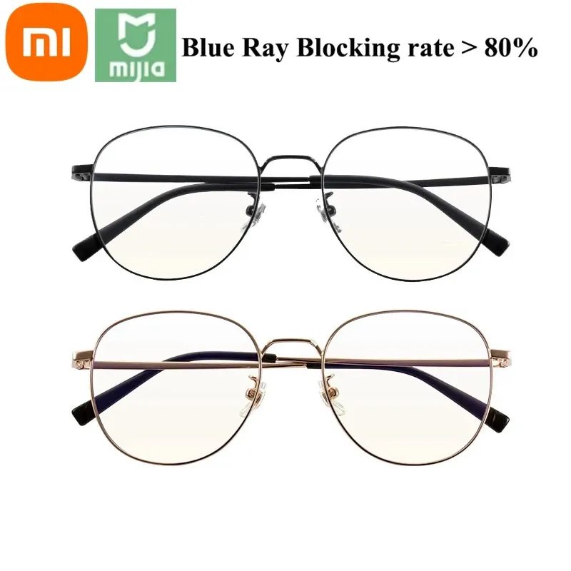 Controle xiaomi mijia anti -azul óculos leves titânio leve acima de 80% de luz azul bloqueando óculos de computador de óculos de óculos planos proteger