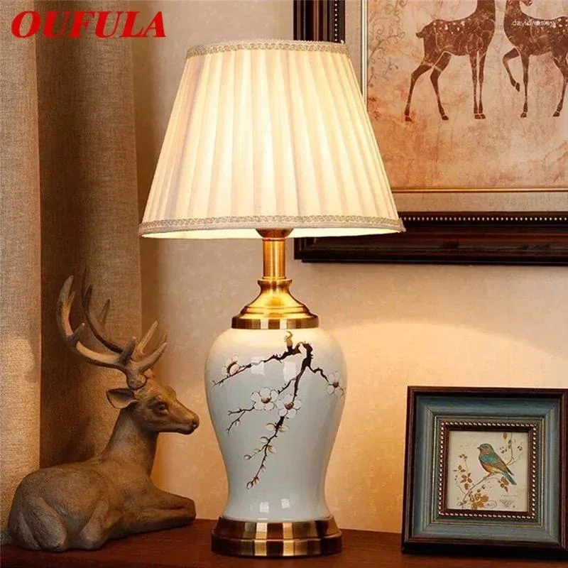 Table Lamps OUFULA Contemporary Ceramics Lamp American Style Living Room Bedroom Bedside Desk Light El Engineering Decorative