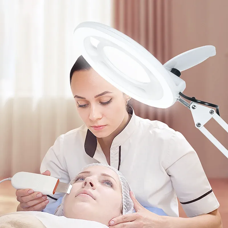 Kits Intrekbare vergrootglas verlichting Vloer Standlampen Beauty Skincare Salon Nagel Tattoo Lamp LED LAMP Vergrootglas koud licht