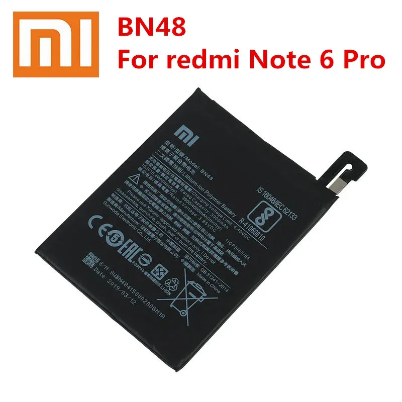 Batterie batterie del telefono xiaomi BN48 4000Mah batteria di sostituzione di alta qualità ad alta capacità per Xiaomi Redmi Nota 6 Pro +Strumenti +adesivi