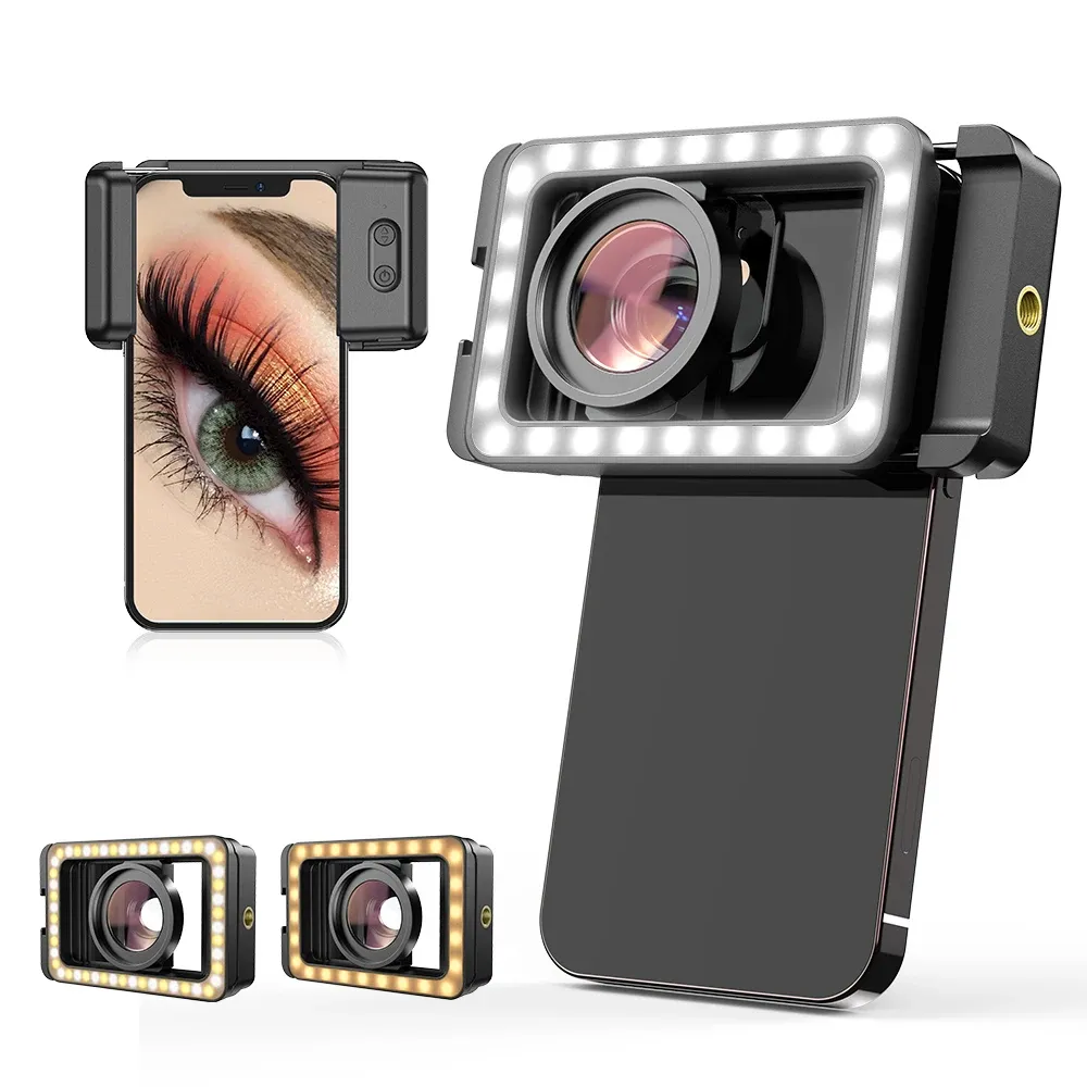 Filtres Apexel 4K HD 15x Lens macro avec lumière de remplissage LED pour l'objectif de téléphonie mobile Lente pour l'iPhone 13/14 Samsung All Smartphones