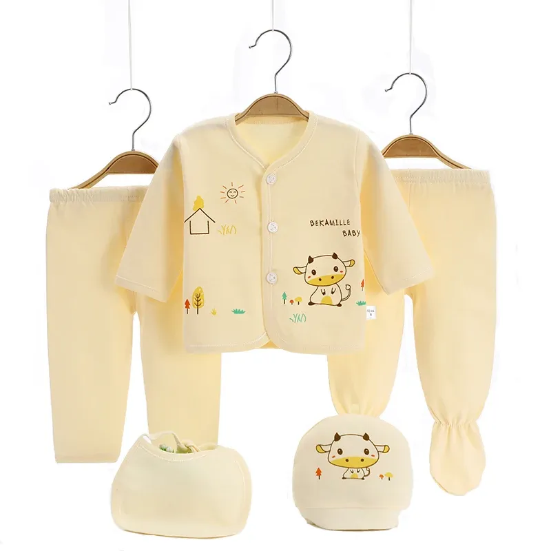 Sets New Spring Autumn Baby's Girls Clothes Set Cotton pour 03 mois en tout-petit costume 5 PCS / Set