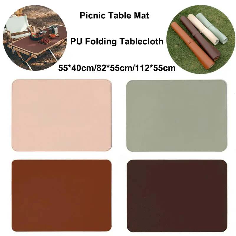 Mata Outdoor PU skórzana stół kempingowy Mata składana mata piknikowa tabletyka BBQ Tablecloth Roll Burka Izolowana podkładka myszy