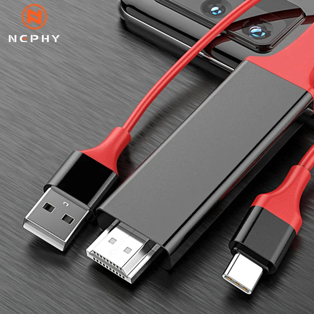 محول 4K HD Cable for Samsung Xiaomi Mi Redmi Oppo Vivo Huawei USB Type C to HDMI Digital AV Adapter 1080P TV Projector Monitor