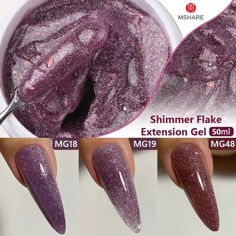 Gel Mshare Dard lila funkelnde Glitzer Gelnagelerweiterung Hartes Gelee nicht Flow Creme Builder glänzende Konstruktion Gel Rotes Flockengel