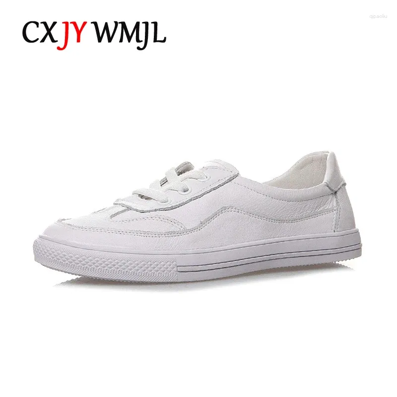 Casual Shoes CXJYWMJL Women Cowhide Sneakers Spring Lightweight Vulcanized Ladies Genuine Leather Skate Soft Sole Flats