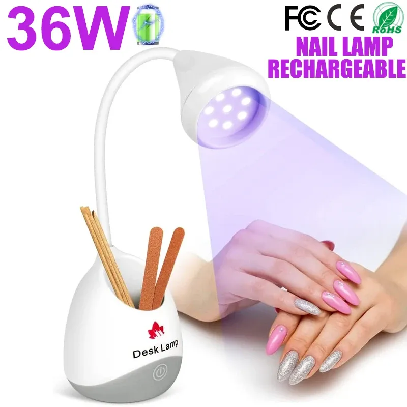 Kit Ny 36W UV LED -nagellampa 2023Rechargeble Nail Dryer med förvaring Fast Torkning Mini Nail Lamp Portable Desk Curing Lamp för naglar