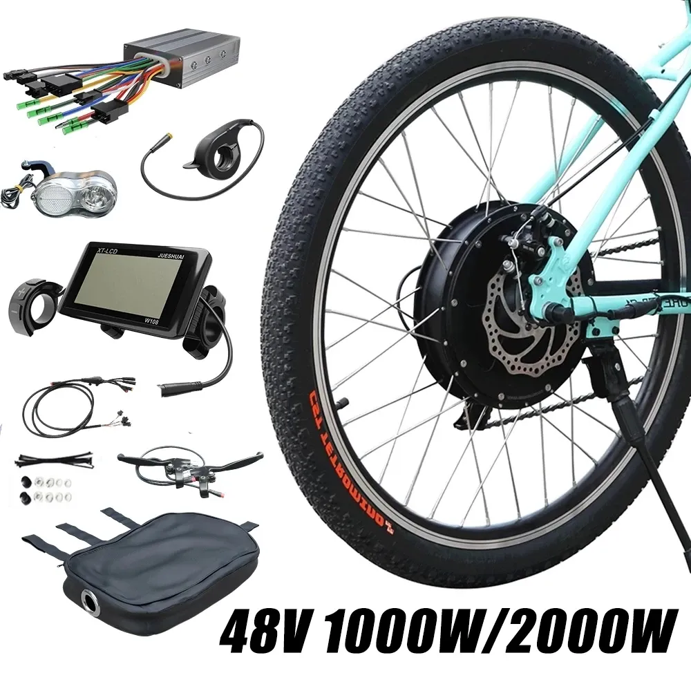 Bisiklet 2000W Elektrikli Bisiklet Dönüşüm Kiti 1500W Fırçasız Dişsiz Arka Hub Motor Sürücü 26 "700C Dağ Ebike Elektrikli Bisiklet Parça