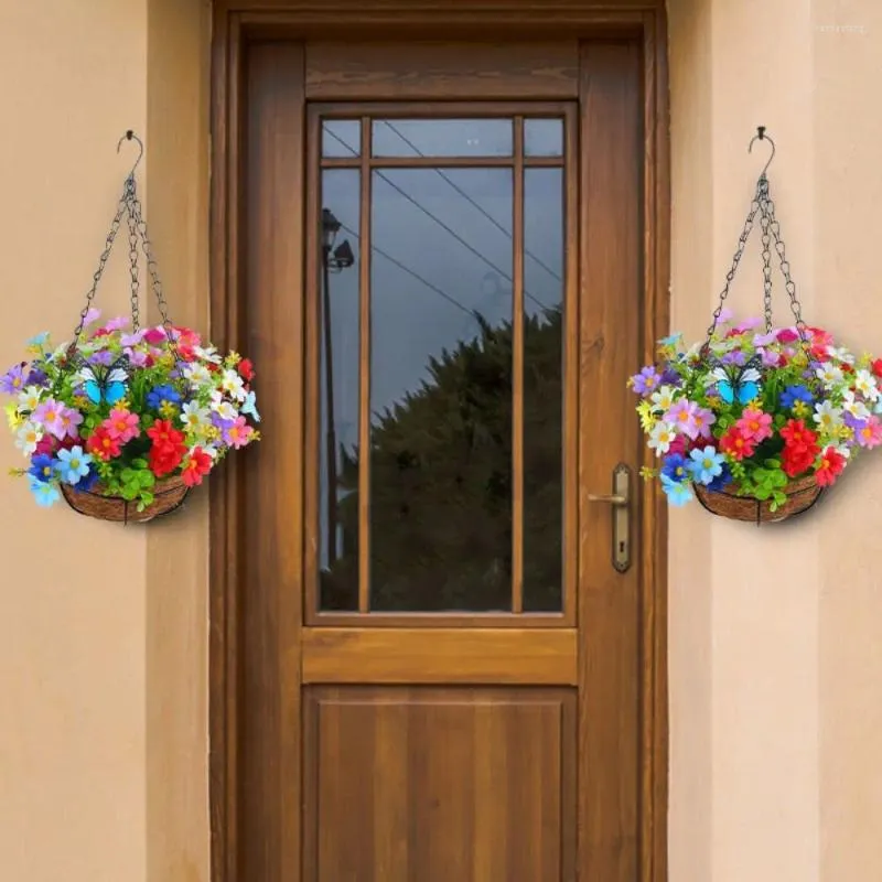 Decorative Flowers Garden Wedding Layout Outdoors Home Decor Silk Chain Hanging Baskets Flower Basket DIY