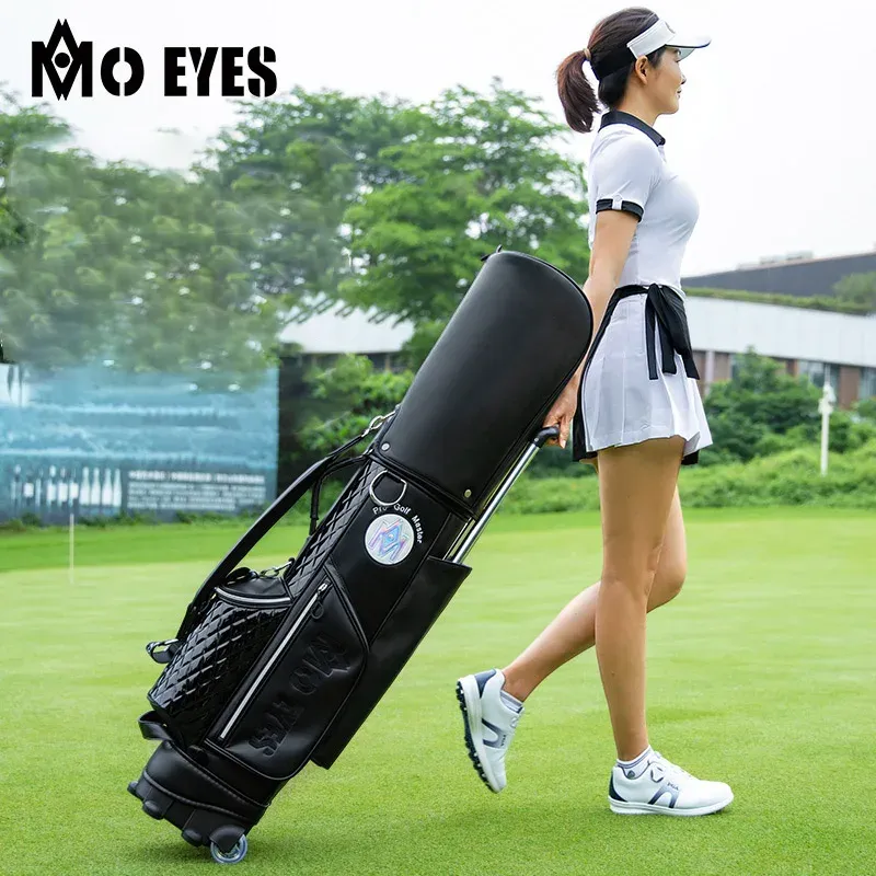 Bags PGM MO EYES Golf Bag Women Trolley Tug Club Bags Portable Pulley Travel Pack with Pull Rod Ultralight Waterproof