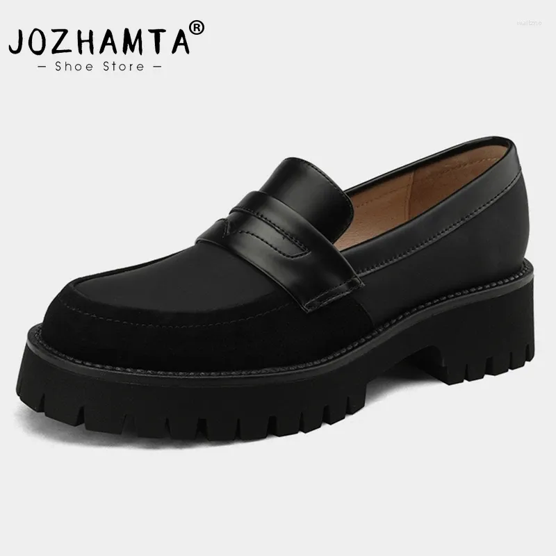 Chaussures habillées Jozhamta Real Leather Femmes Pumps Fashion Plateforme High Heels For Woman Locs Office Office Footwear Taille 34-39