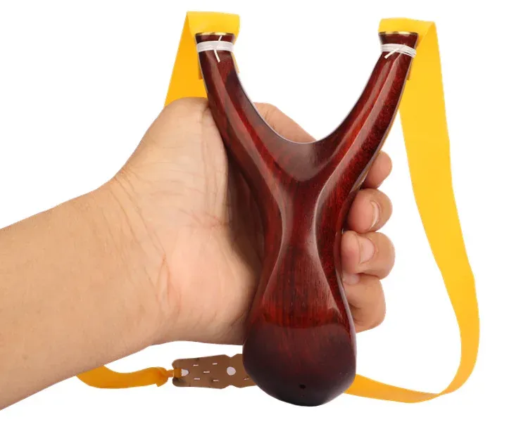 Arrow Purple Sandalwood Solid Wood Slingshot Wood Log Wooden Curved Flat Leather Bow Flying Tiger Fork Manual Slingshot Outdoor.