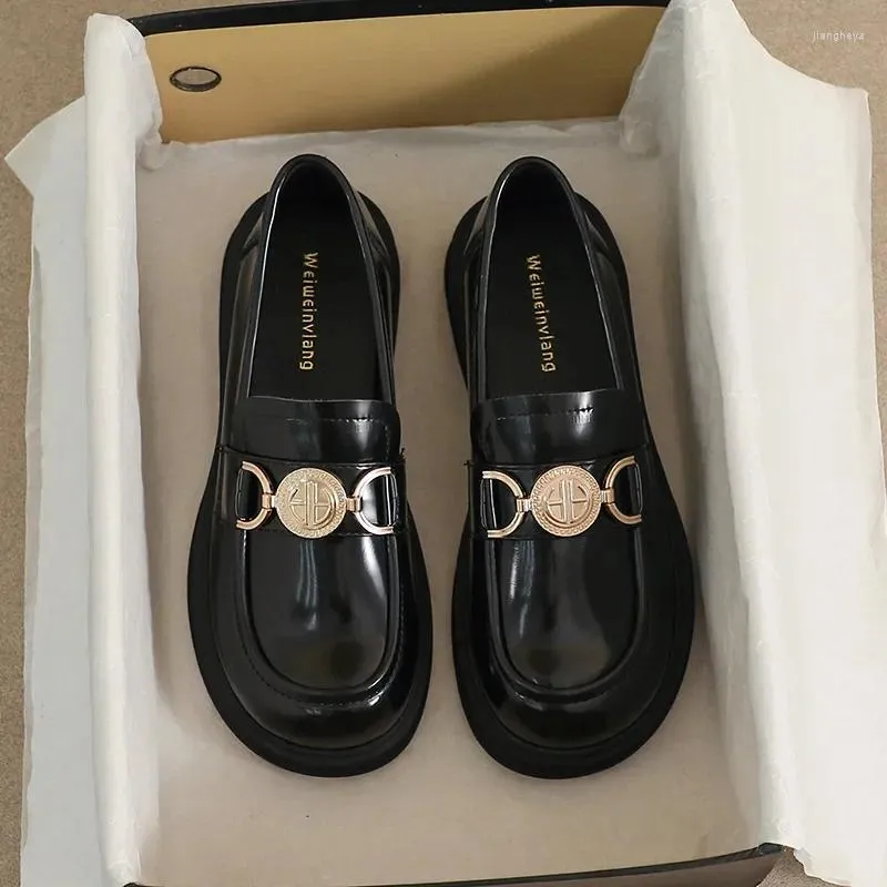 Casual Shoes High Quality British Style Retro Loafers Women 2024 Spring/Summer Platform Black Luxury Designer Mary Jane