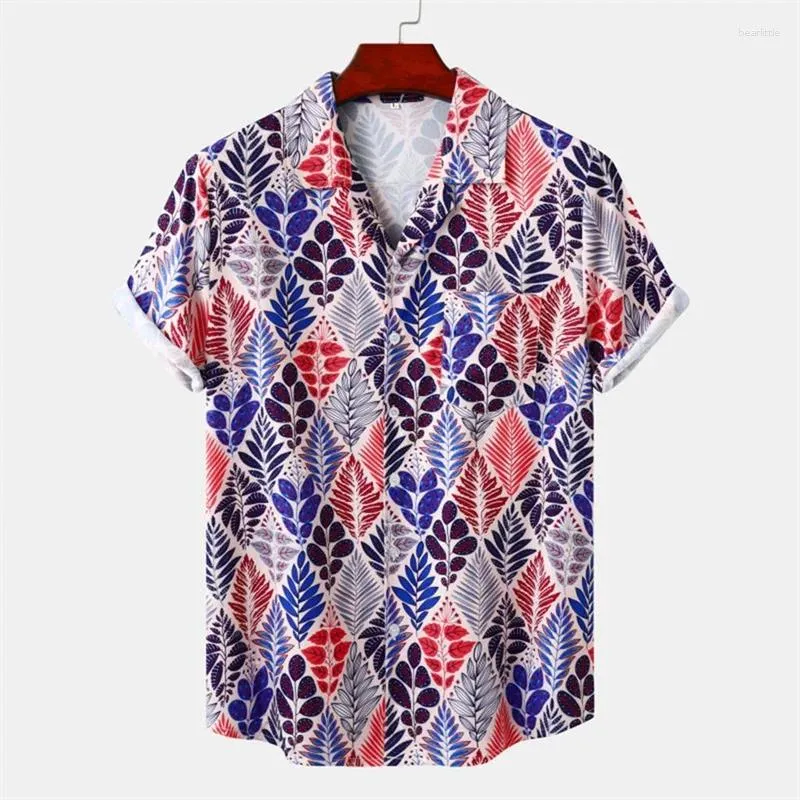 Casual shirts voor heren vintage bloemenbladeren Hawaiiaans shirt voor mannen 3d printplanten zomer korte mouwen straat strand vakantie blouse