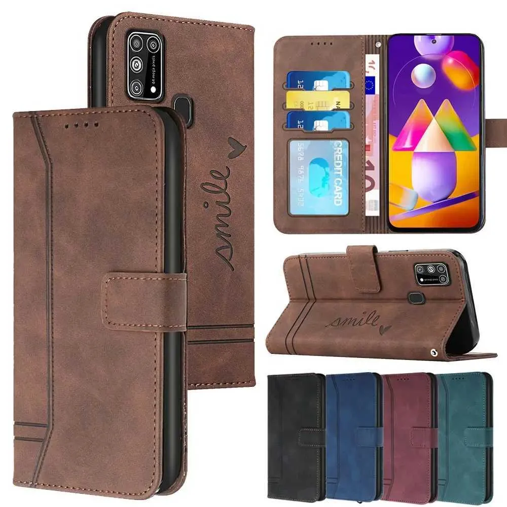 Cas de téléphones portables Funda Case pour Samsung Galaxy M54 M52 M53 M33 M51 M31 M31S M30S M21 M40S M12 M13 M14 PU Portefeuille Portefeuille Couverture du boîtier de téléphone 240423