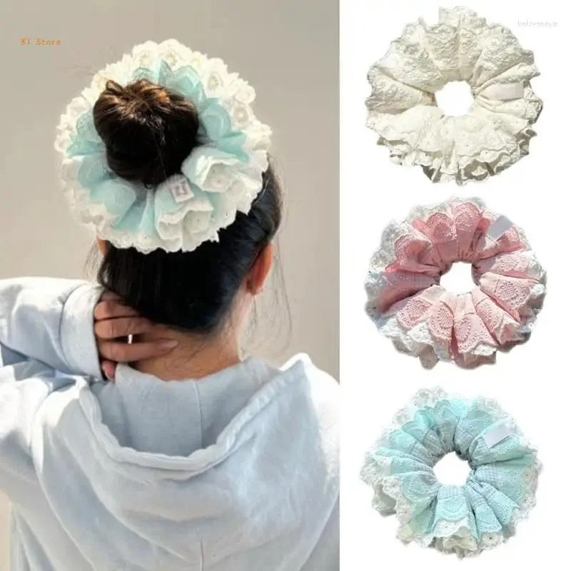 Hair Clips Elegant Lace Trim Scrunchies Elastic Rope Soft Summer Spring Tie For Girl Braids Holder