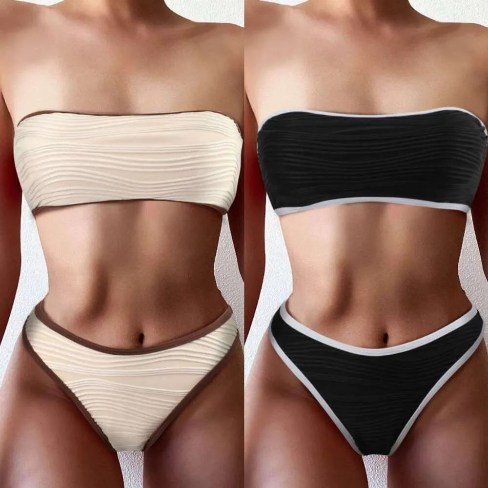 New Sexy Solid Color Special Fabric Bikini Women's Swimwear