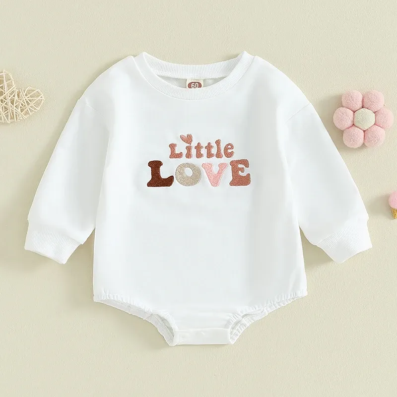 One-pièces 20231017 lioraitiin nouveau-né bébé fille sweat-shirt sweat infantile garçons à manches longues pull de bulle surdimensionnée