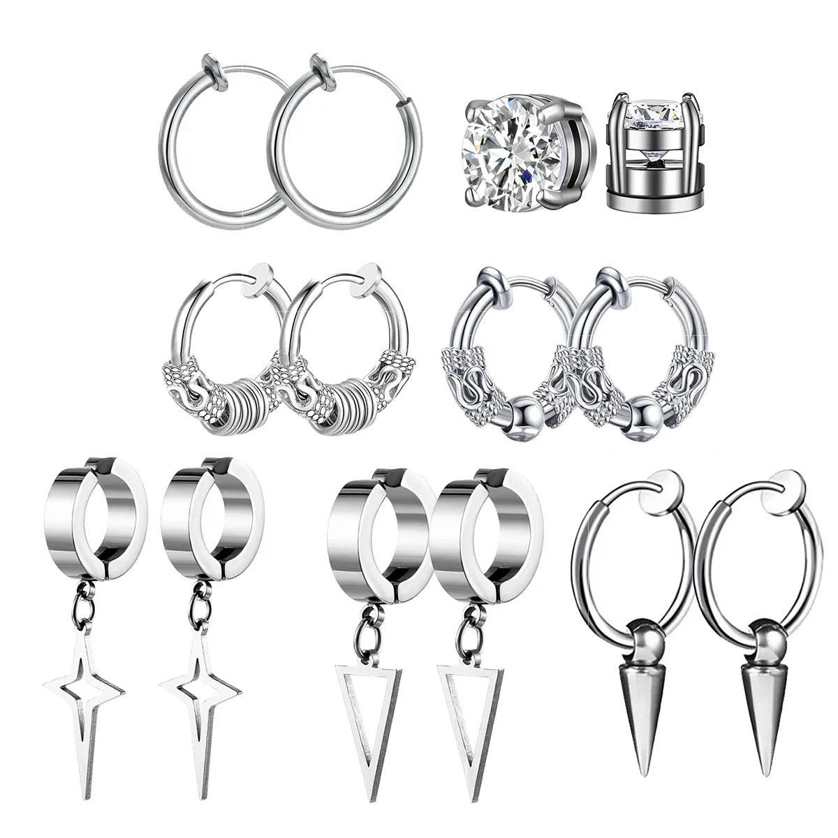 Örhängen 1Pair Fashion Round Circle Spring Ear Clip Non Piercing örhängen falska örhängen gåva för män kvinnor smycken