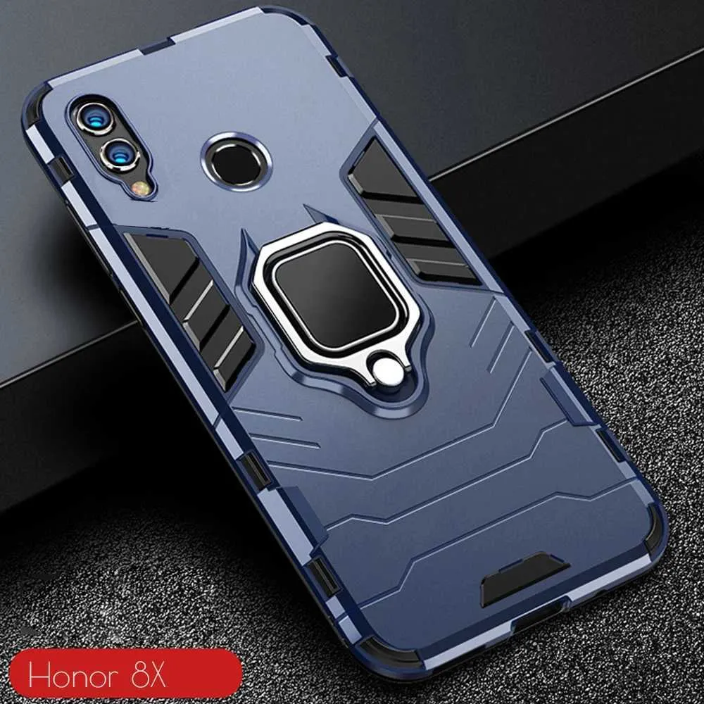 Cell Phone Cases For Honor 8X 8 X Case Armor PC Cover Finger Ring Holder Phone Case For Huawei Honor 8X Max Cover Durable Shockproof Bumper Shell 240423