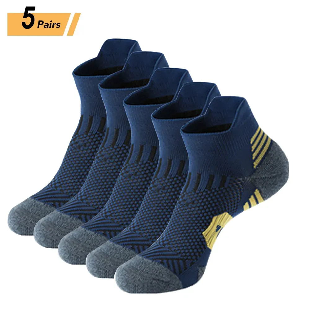 RAVERS 5PAIRS Nya vårstrumpor Ankletick Knit Sport Sock Outdoor Fiess Breattable Quick Dry Wearresistant Short Running Sock