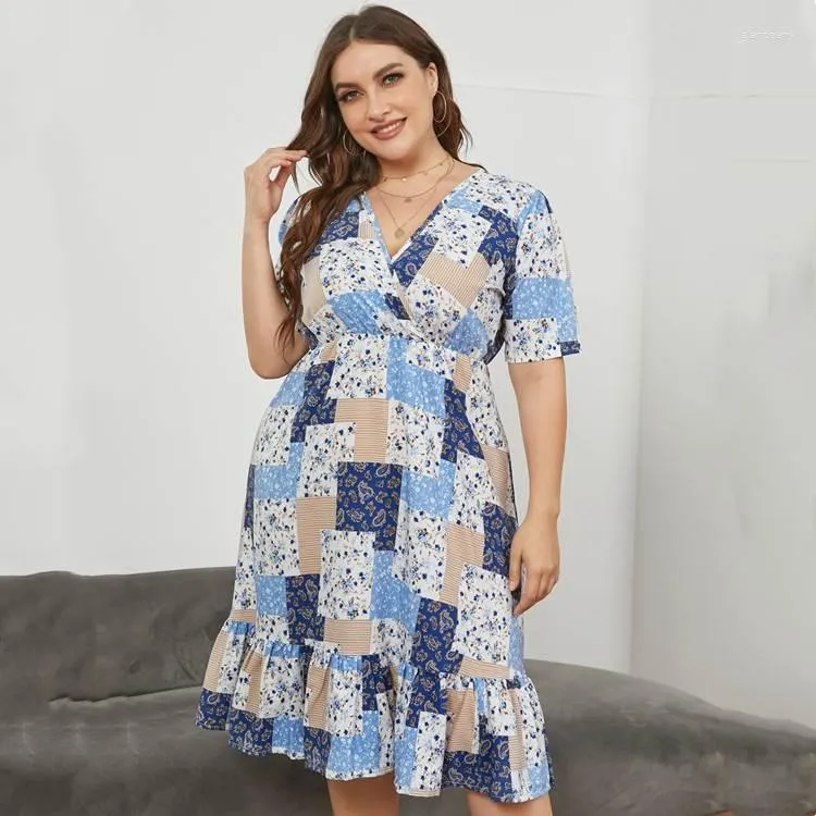 Robes décontractées plus la taille des femmes habiller xl-5xl fat dames