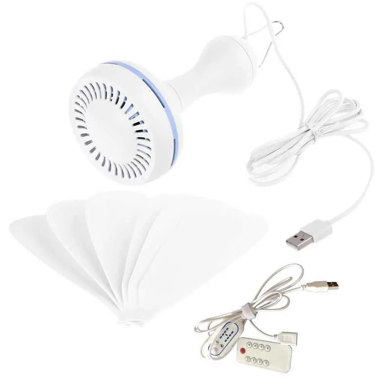 Other Appliances Silent 6 Leaves USB powered ceiling fan with remote control and timed 4-speed suspension fan used for camping beds dormitories tents etc J240423
