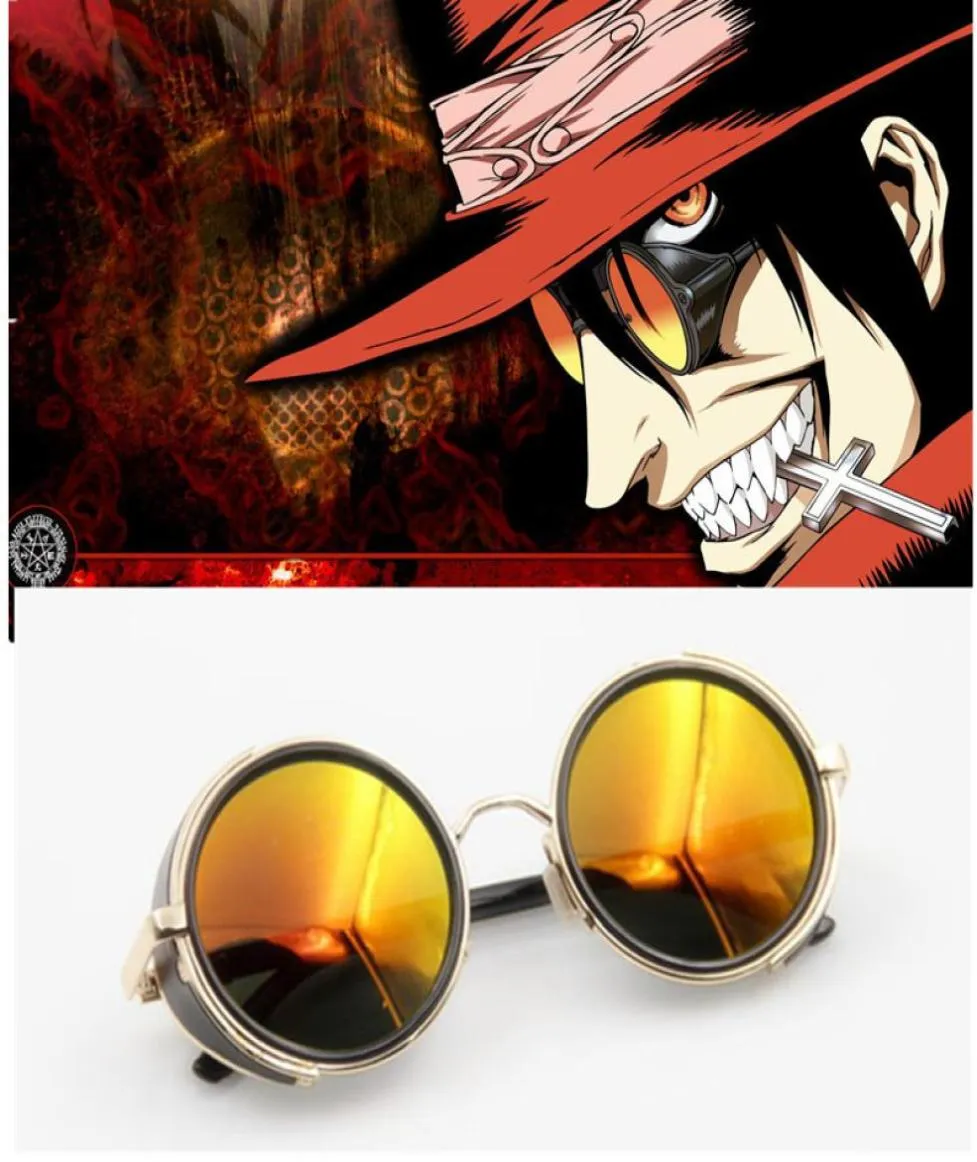 Anime Hellsing Alucard Cosplay Prop Hunter occhiali da sole arancioni per uomini donne 2205232495229