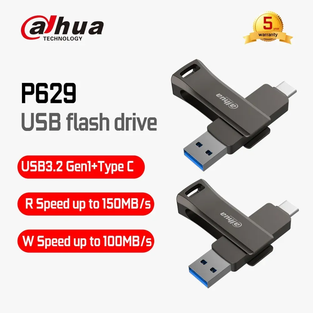 Drives DahuaP629 solid state USB flash disk 32G 64G 128GBtypec dual interface highspeed USB flash disk for mobile phone and computer