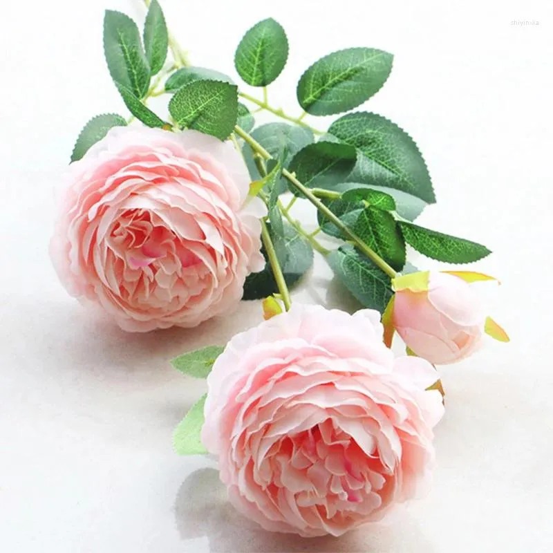 Dekorativa blommor europeiska rosor konstgjorda för dekoration hem vardagsrum blommor arrangemang bröllop fest dekor silk pion falsk blomma