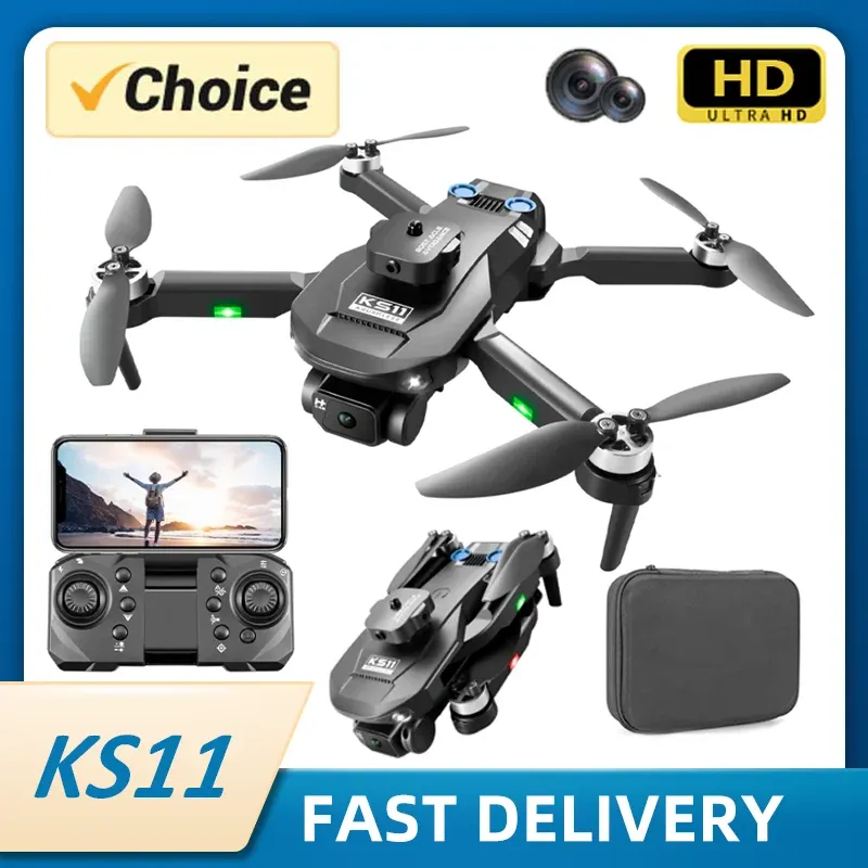 Drönare KBDFA LS KS11 Drone Professional Dual Camera RC Helicopter Hinder Undvikande Optiskt flödespositionering Borstless Helicopter Toys