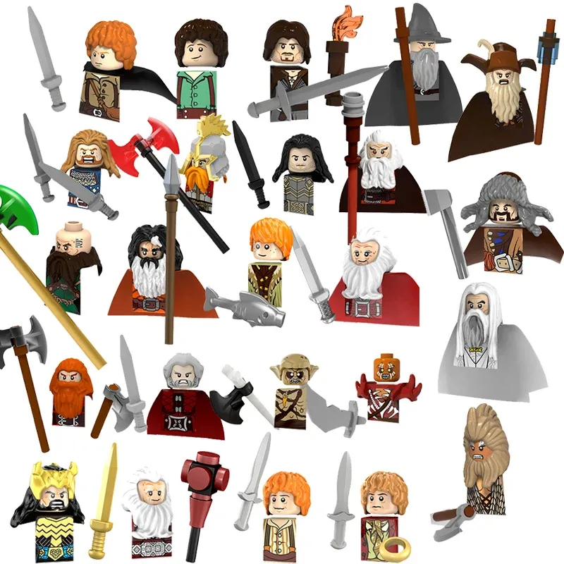 Blokuje nowe MOC średniowieczne krasnolud orc czarodziej hobbited figurki akcesoria modelowe elementy konstrukcyjne LOTR Cegły Zabawki dla dzieci Prezenty