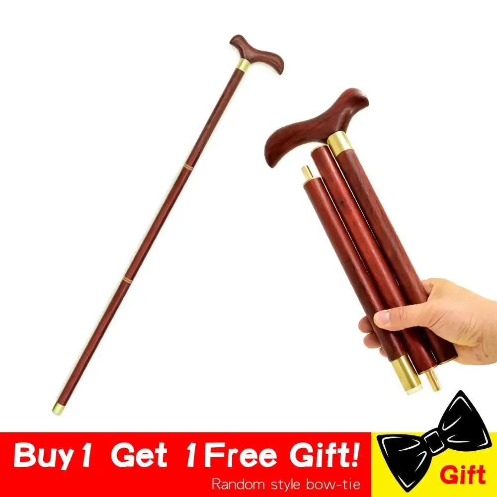 Parts Wood Walking Stick Cane 3sections Foldable Wooden T Bird Handle Stick for Man Vintage Gentle Walking Cane Gentleman Stick Canes