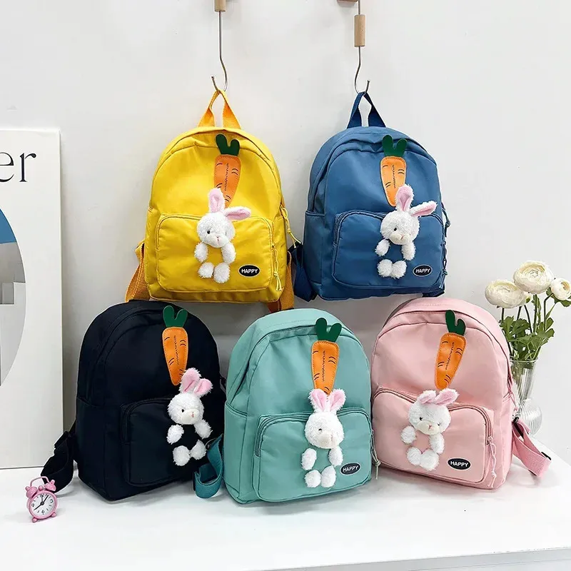 Kids Backpack Cute Rabbit Childrens Bag Boys Girls Cartoon Bunny Backpacks for Kindergarten Baby Outgoing Backpack Child Bag 240423