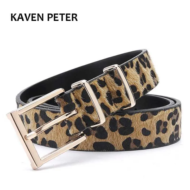 Belts Female Belt Cummerbund Women Horsehair Belt With Leopard Pattern Rose Gold Metal Buckle Hot Sales Pu Belt Accessories For Women 240423