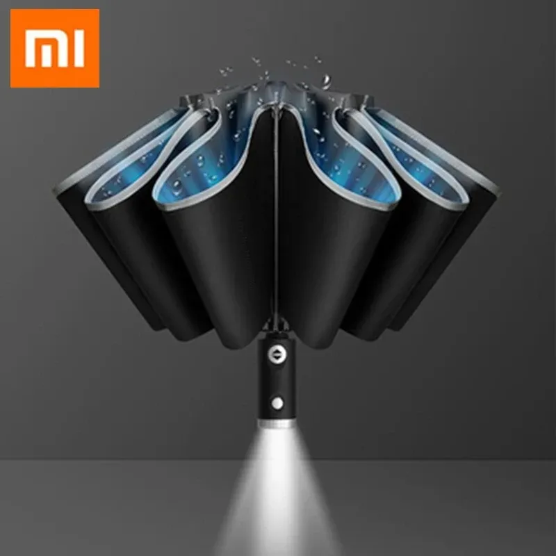 Blazers Xiaomi 10 Ribs Uv Umbrella Women's Automatic Umbrella Male Led Automatic with Reflective Stripe 3folding Inverted Umbrellas