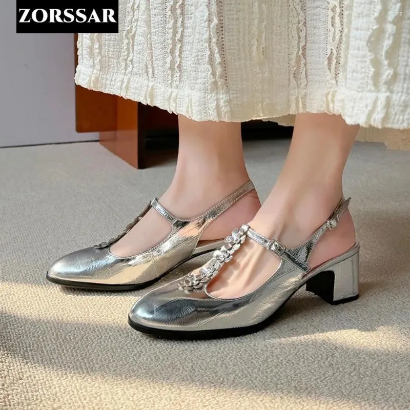 Sapatos casuais 2024 bombas femininas lascas de casamento saltos altos slingbacks sandálias douradas de verão elástico no noiva