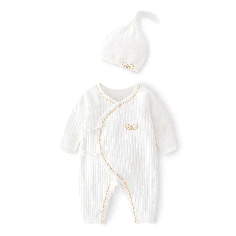 Jednoczęściowe Lawadka 06m Spring Baby Baby Boys Romper Hat Botton Białe ubrania dla dziewcząt Modna Modna Koszyk Noworodki Noworodki od 0 do 3 m