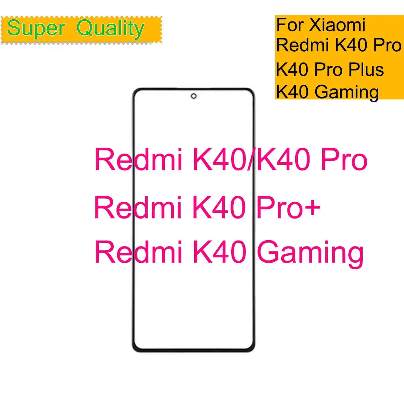 Panel 10Pcs/Lot For Xiaomi Redmi K40 Pro Plus Touch Screen Panel Front Outer Glass Lens For Redmi K40 Gaming LCD Glass Front With OCA